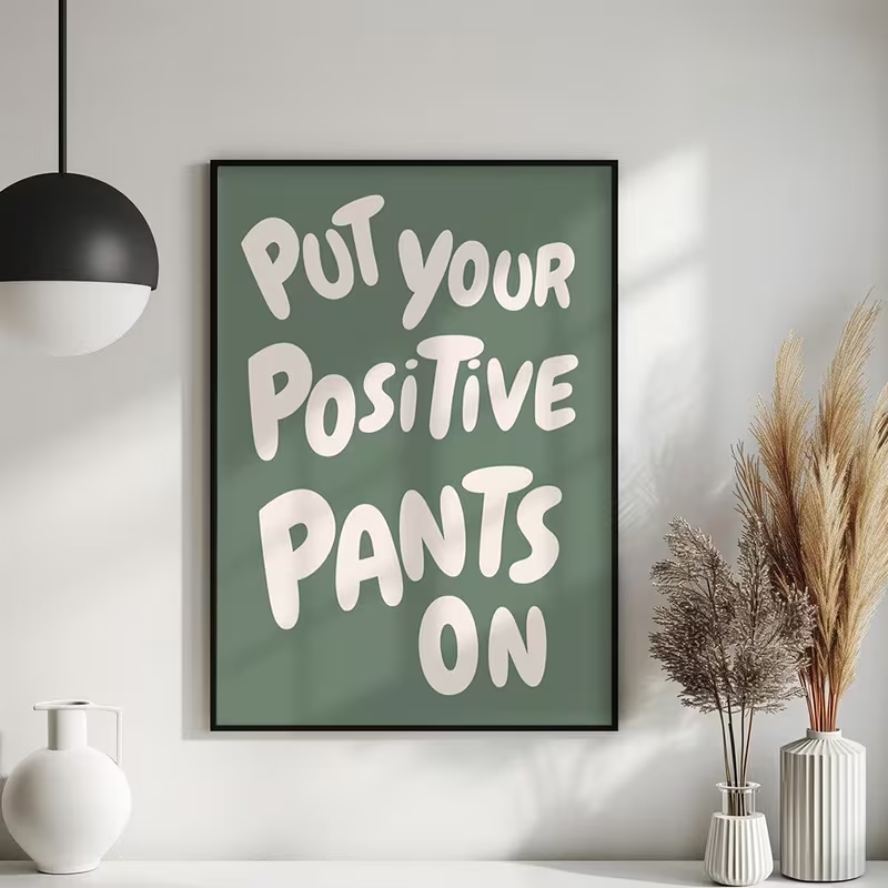 Home Decor Quotes On Wall - Nowoczesny Zielony Obraz na Płótnie z