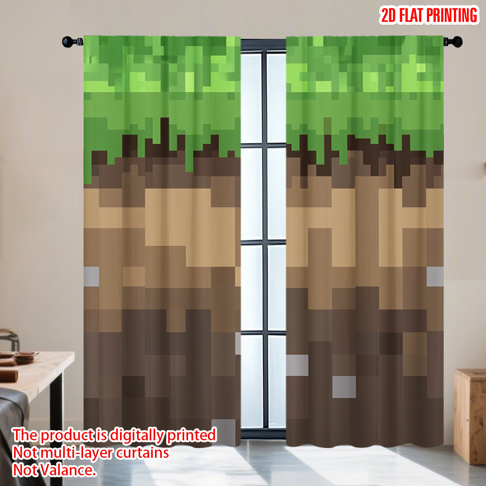 Home Decor Youtube Videos - 2 szt. Zasłony z motywem Pixel