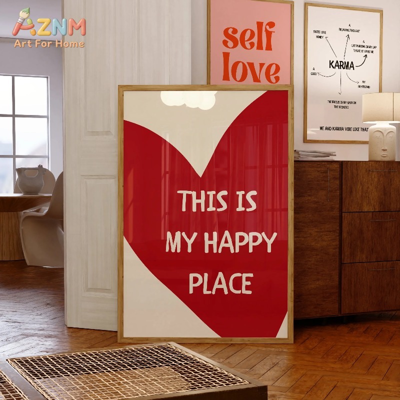 Home Decor Minimal - To Moje Szczęśliwe Miejsce Plakat Artystyczny