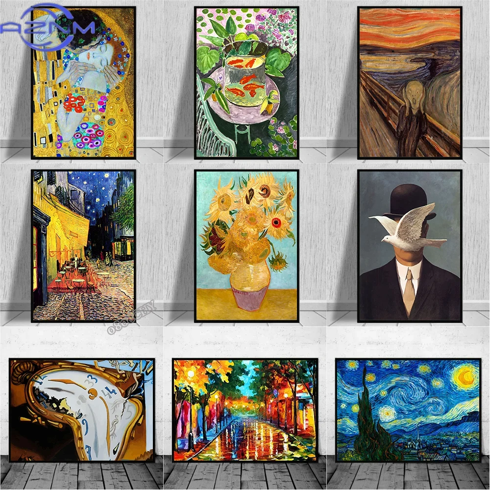 Watercolor Poster Print - Sławny artysta Salvador Dalí, Van Gogh,