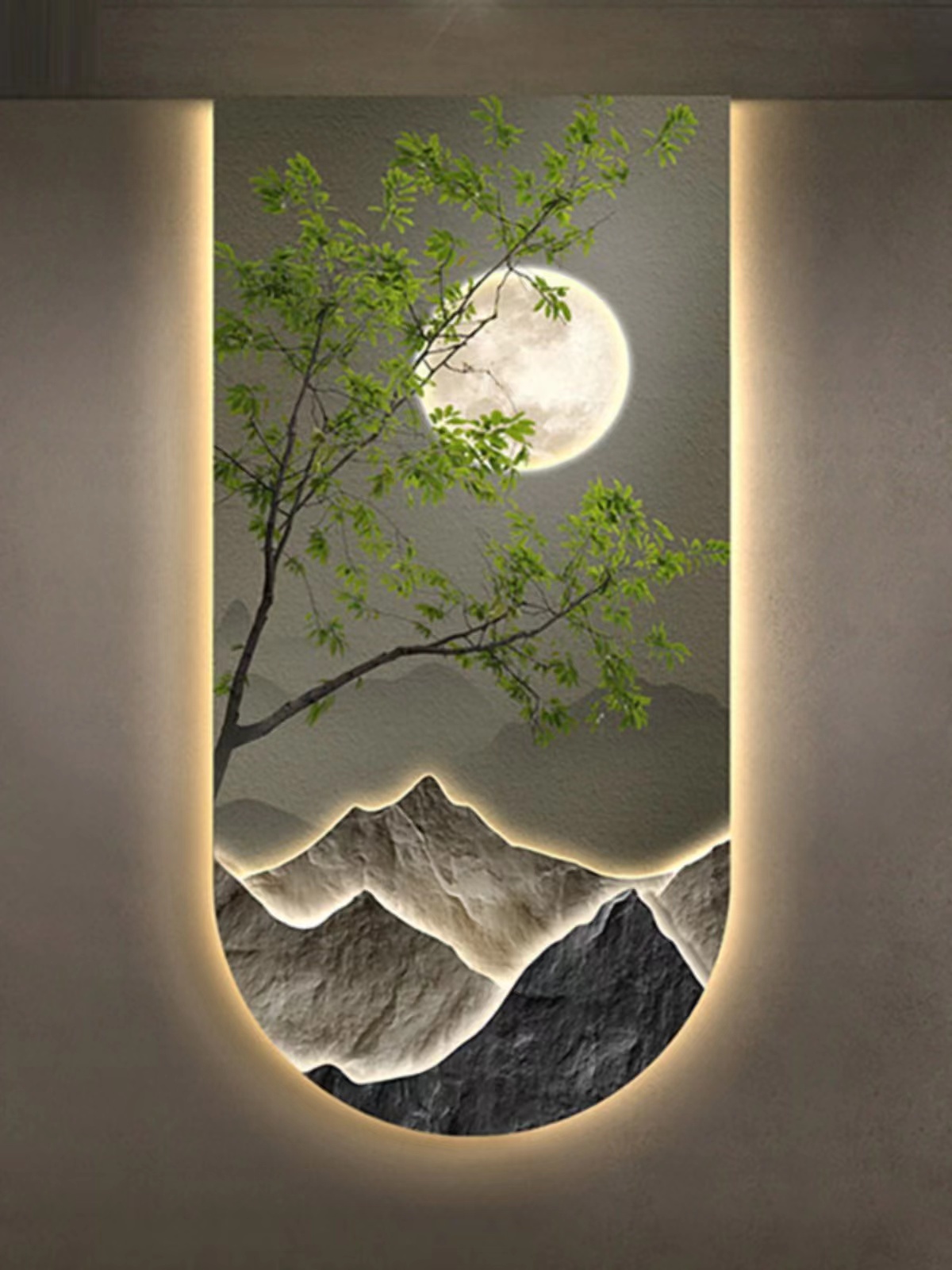 Hanging Moon Lamp - Wejście korytarza, ściana w tle, krajobraz,