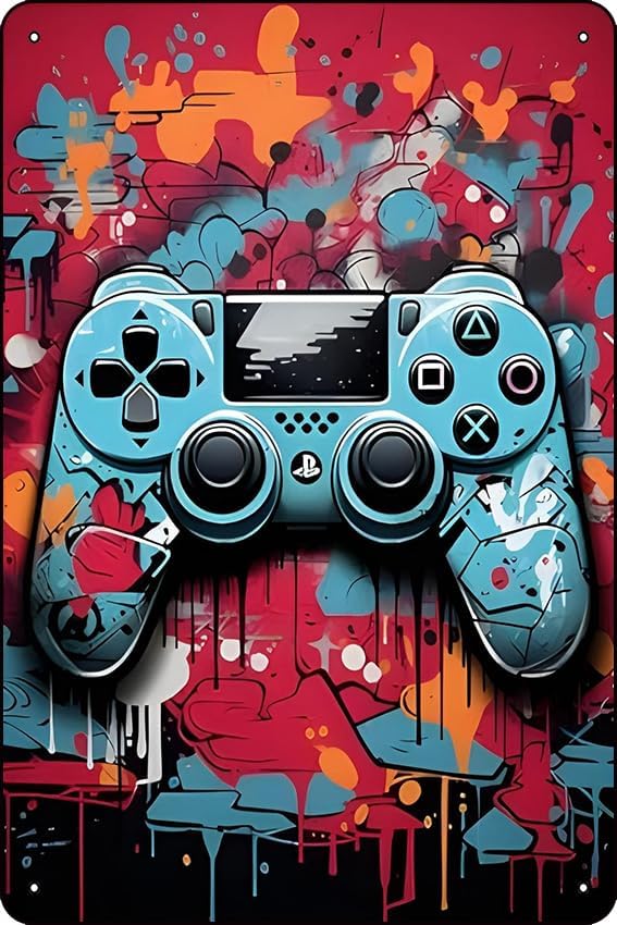 Watercolor Poster Print - Ytosoful Kolorowy Neonowy Gamepad Akwarela Dekoracja