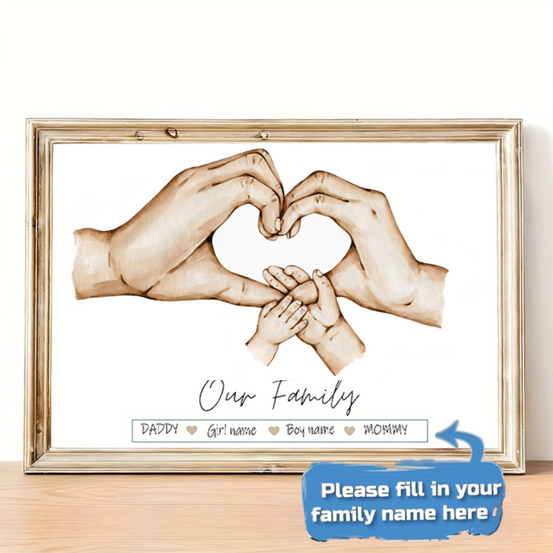 Home Decor Minimal - Personalizowany, spersonalizowany plakat rodzinny z imionami,