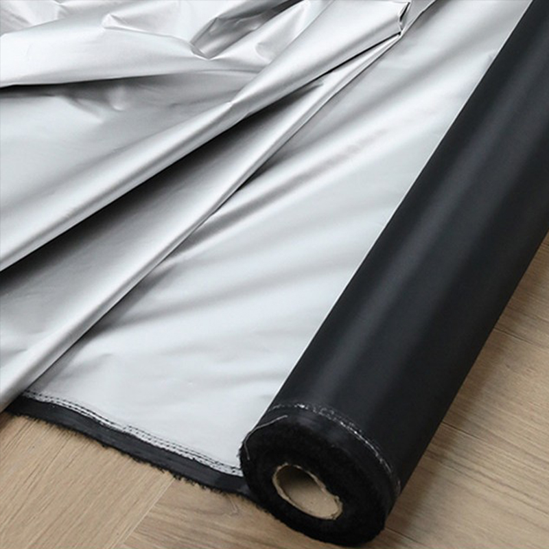 Blackout Curtains - 1m Czarna, posrebrzana tkanina zaciemniająca, termoizolacyjna,