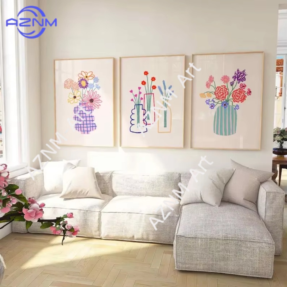 Home Decor Vase With Flowers - 1/3 szt. Abstrakcyjny Wazon z Kwiatami