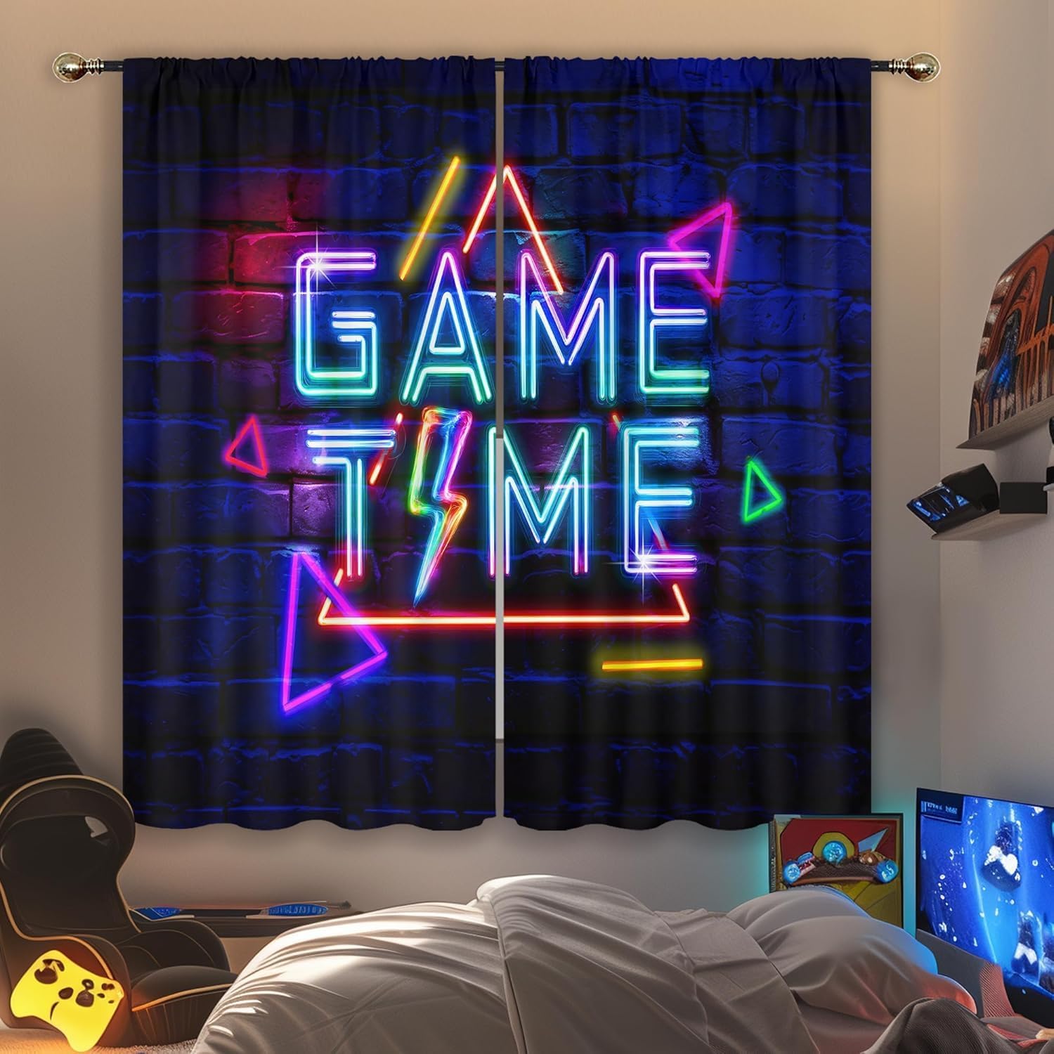 Home Decor Youtube Videos - Neonowe zasłony gamingowe dla chłopców do