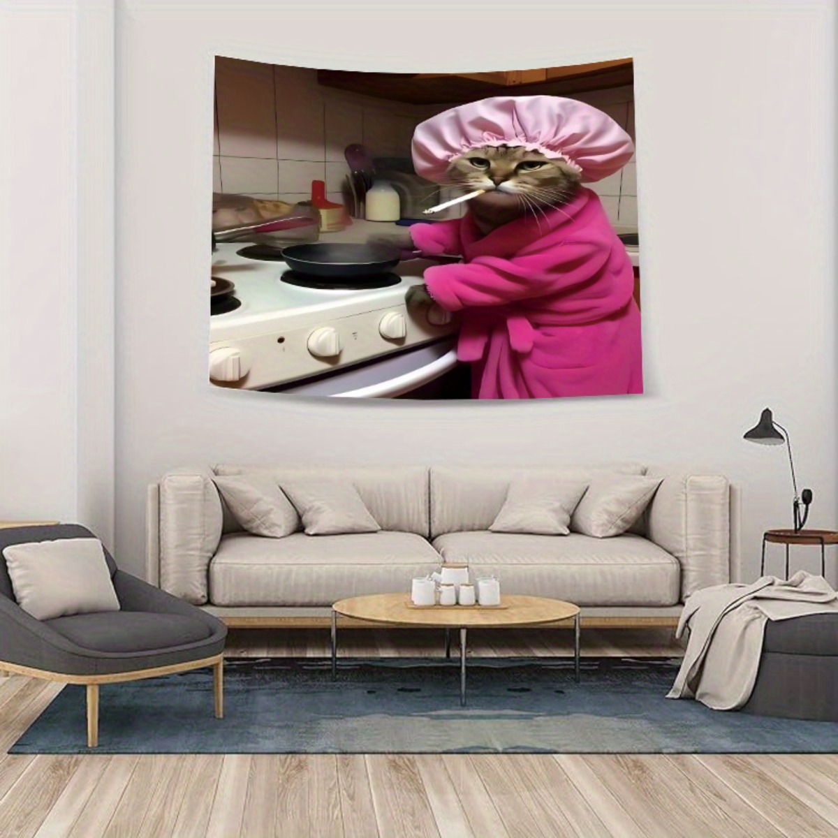 Home Decor Minimalist Style - Gobelin Ścienny Kot Szef Kuchni w