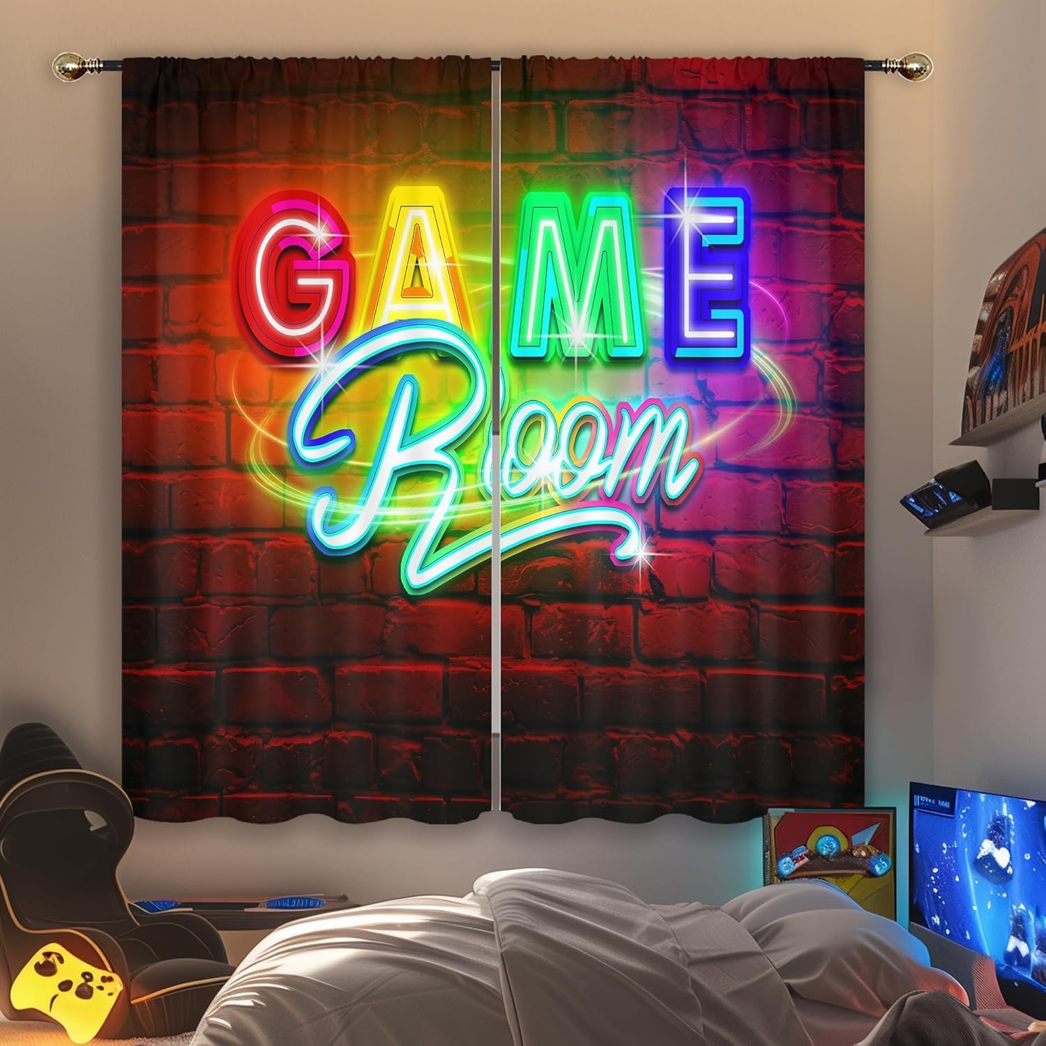 Home Decor Youtube Videos - Neonowe Zasłony Gamingowe, Zasłony Okienne z