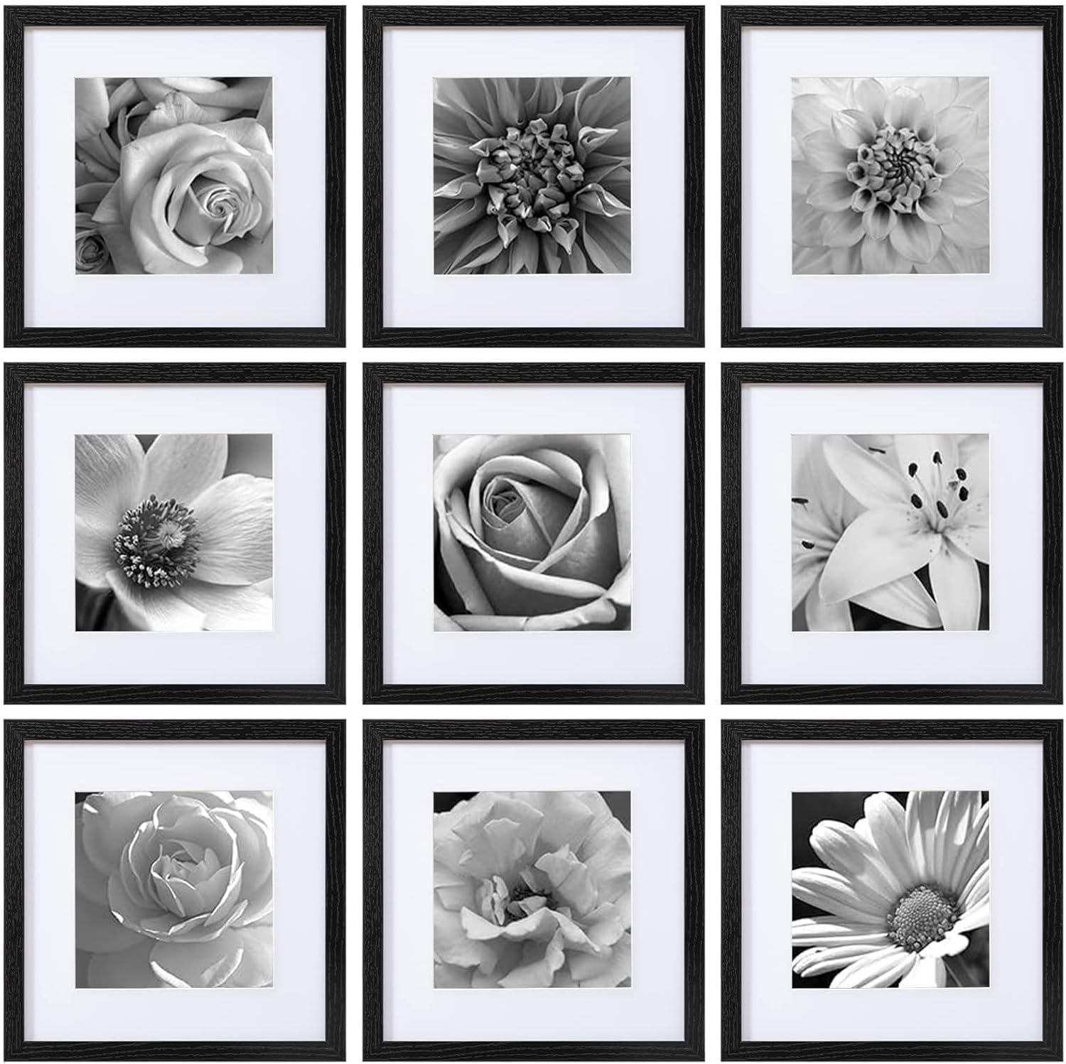 Bamboo Photo Frame - Zestaw 9 ram na zdjęcia 12x12,