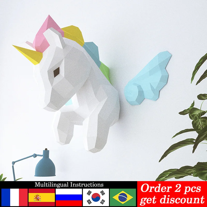 Home Decor Center - Tęczowy jednorożec dekoracje ścienne ze zwierzętami