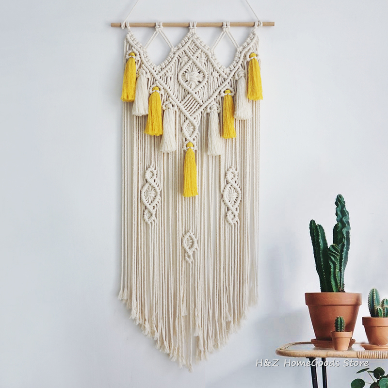 Yarn Home Decor - Makrama ścienna wisząca tkane gobeliny Boho