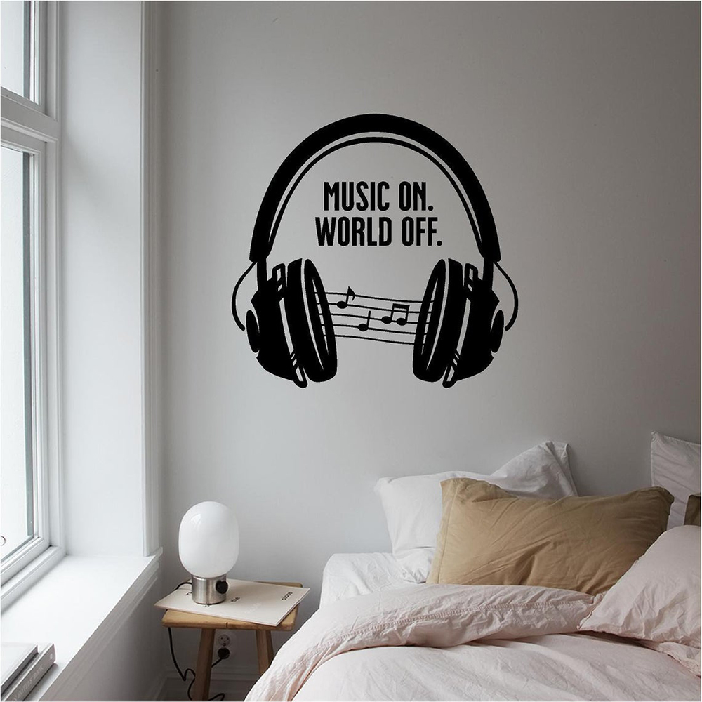 Home Decor Quotes On Wall - Muzyczny zestaw słuchawkowy naklejki ścienne cytaty
