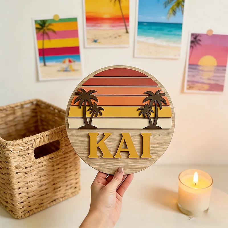 Wooden Letter Sign - Personalizowana Okrągła Drewniana Tabliczka z Napisem