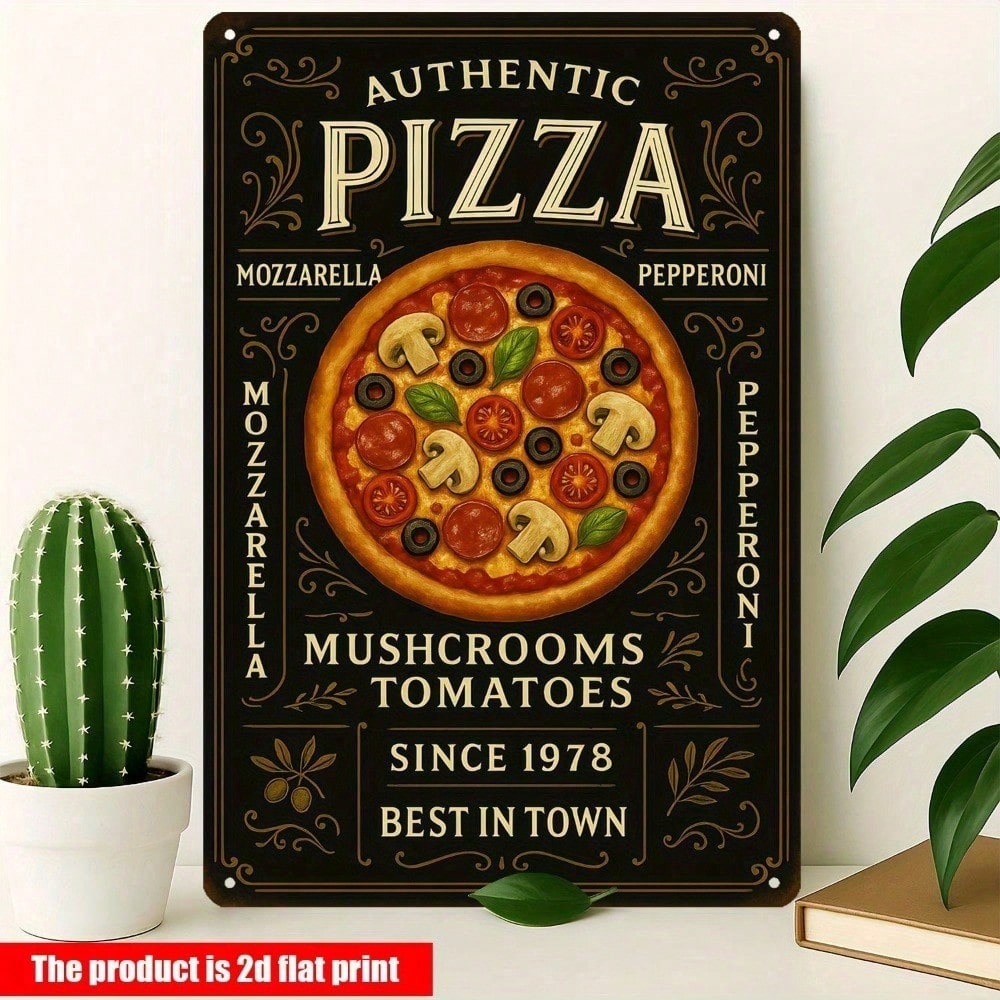 Home Decor Shop - Vintage'owy metalowy szyld pizzerii - Retro