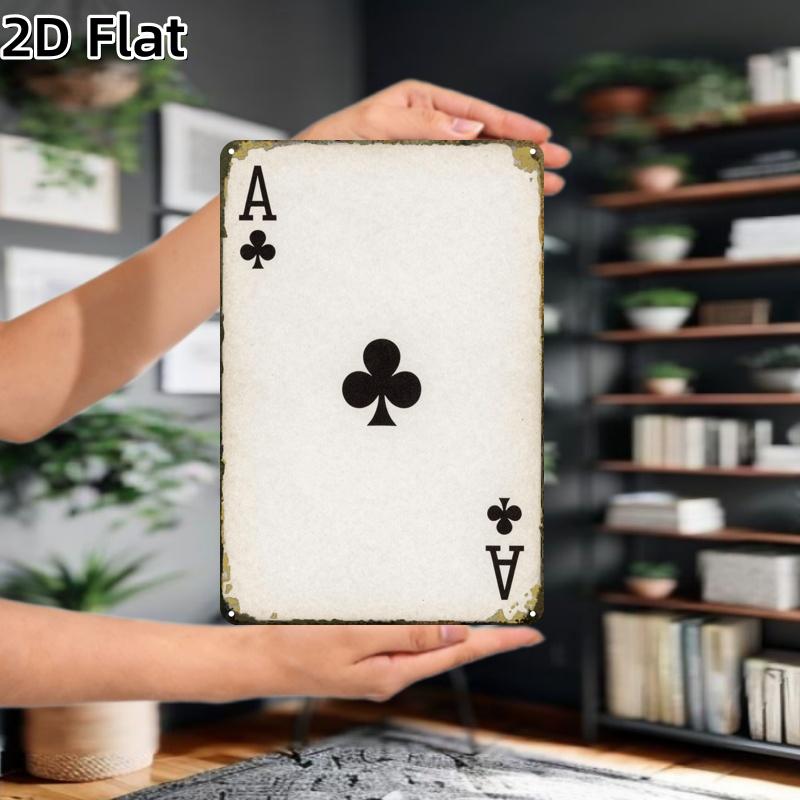 Home Decor Minimalist Style - Metalowy znak 2D, czarna karta pik,