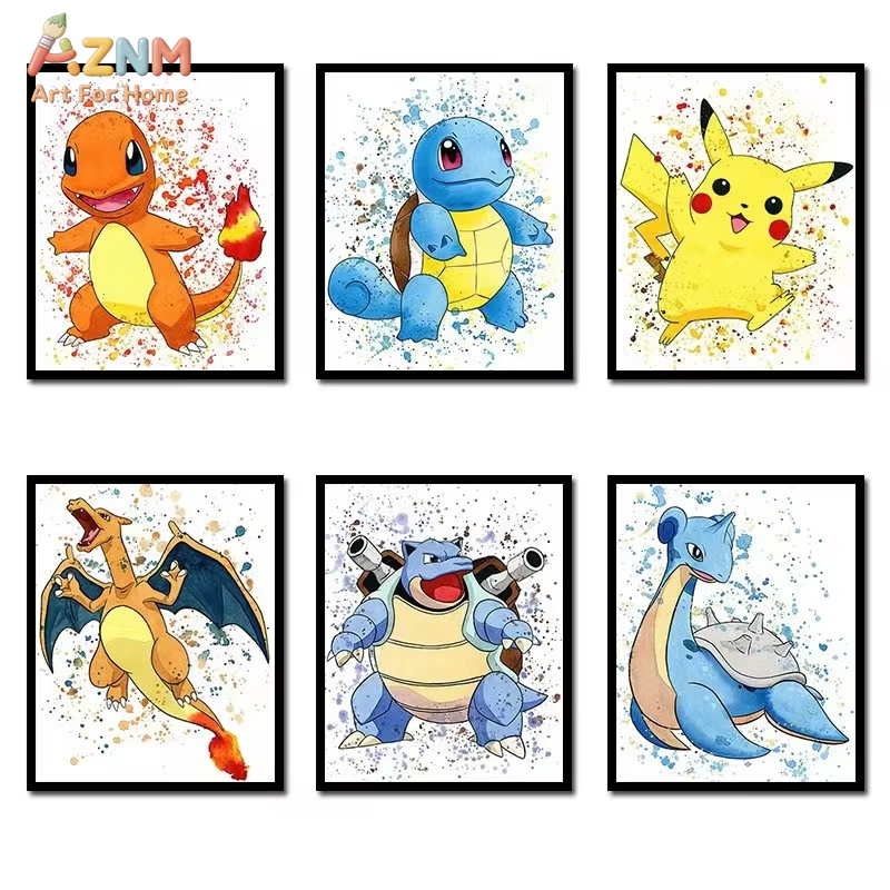 Watercolor Poster Print - 1 szt., Anime Pokemon Obraz na