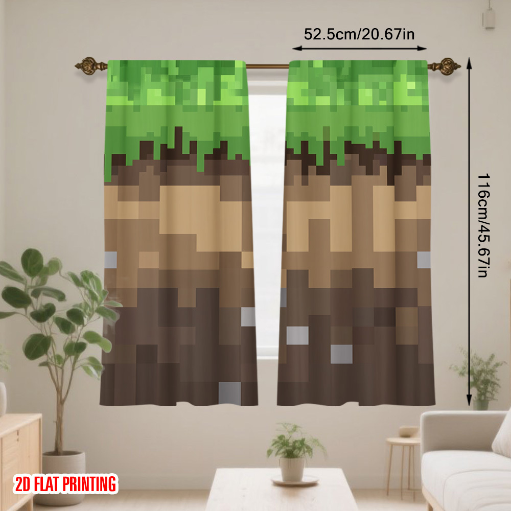 2 szt. Zasłony z motywem Pixel – Home Decor Youtube Videos recenzja i cena
