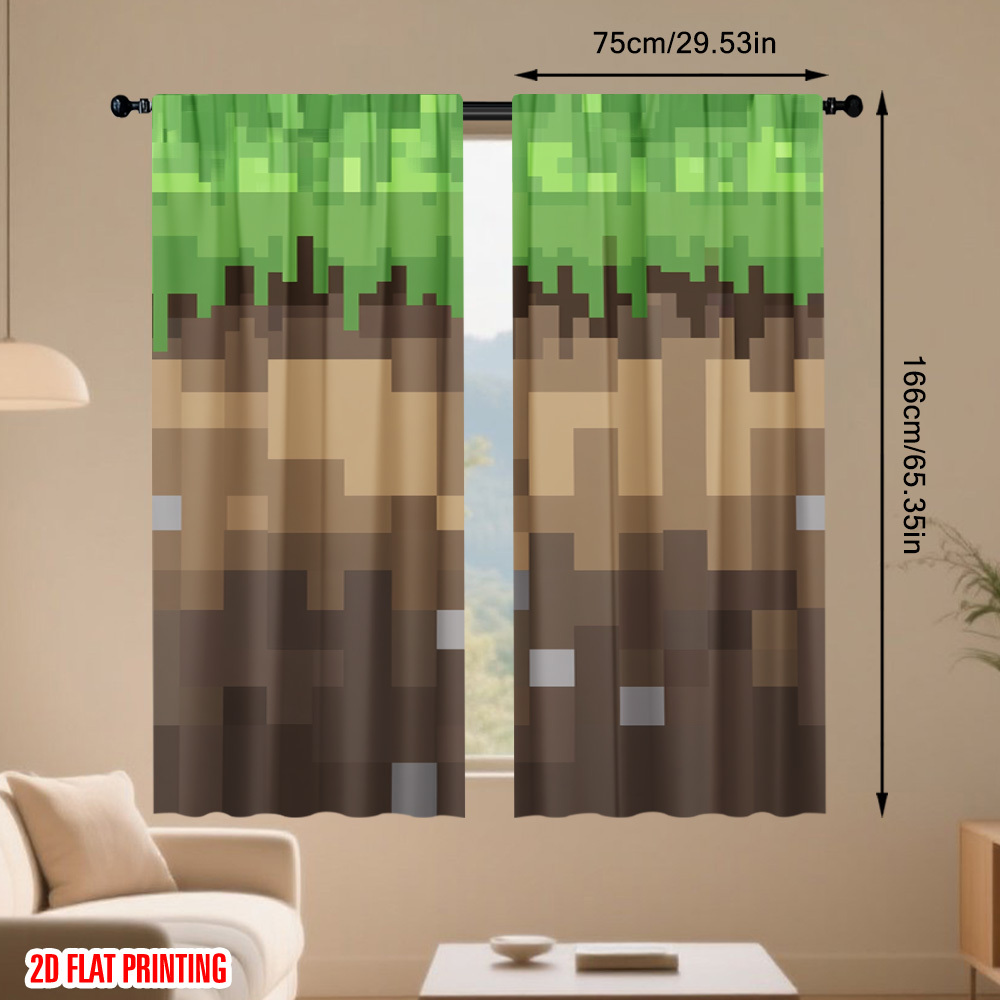2 szt. Zasłony z motywem Pixel – Home Decor Youtube Videos recenzja i cena