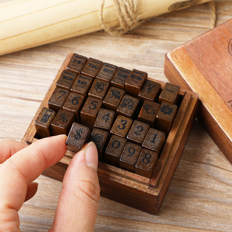 28 sztuk/pudełko Zestaw stempl – Wooden Letter Sign recenzja i cena