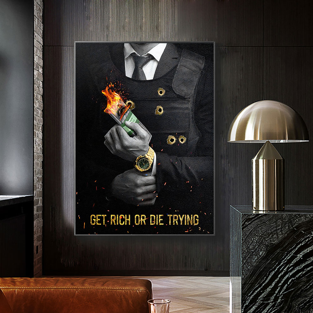Motivating Quote Get Rich or D – Home Decor Quotes On Wall recenzja i cena