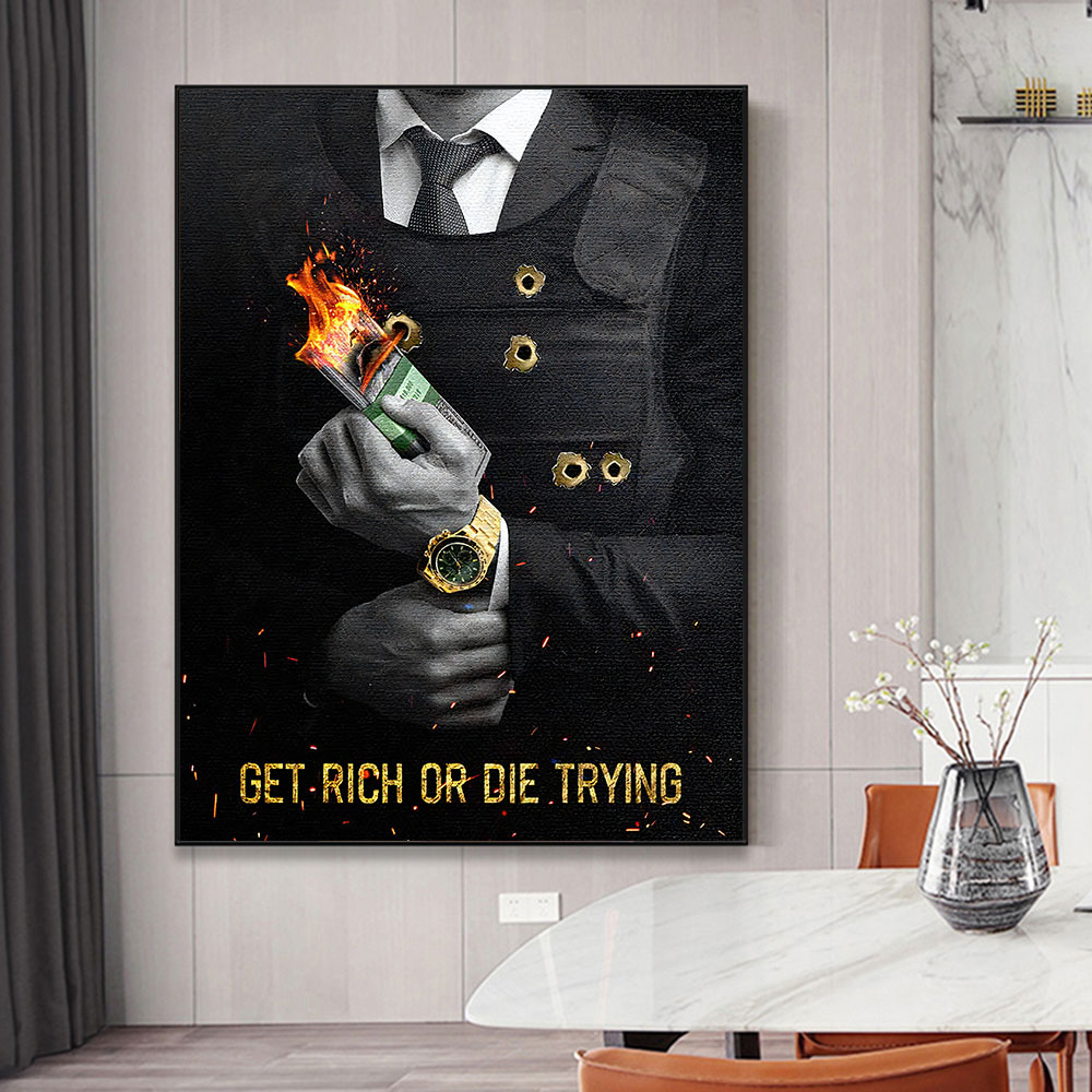 Motivating Quote Get Rich or D – Home Decor Quotes On Wall recenzja i cena