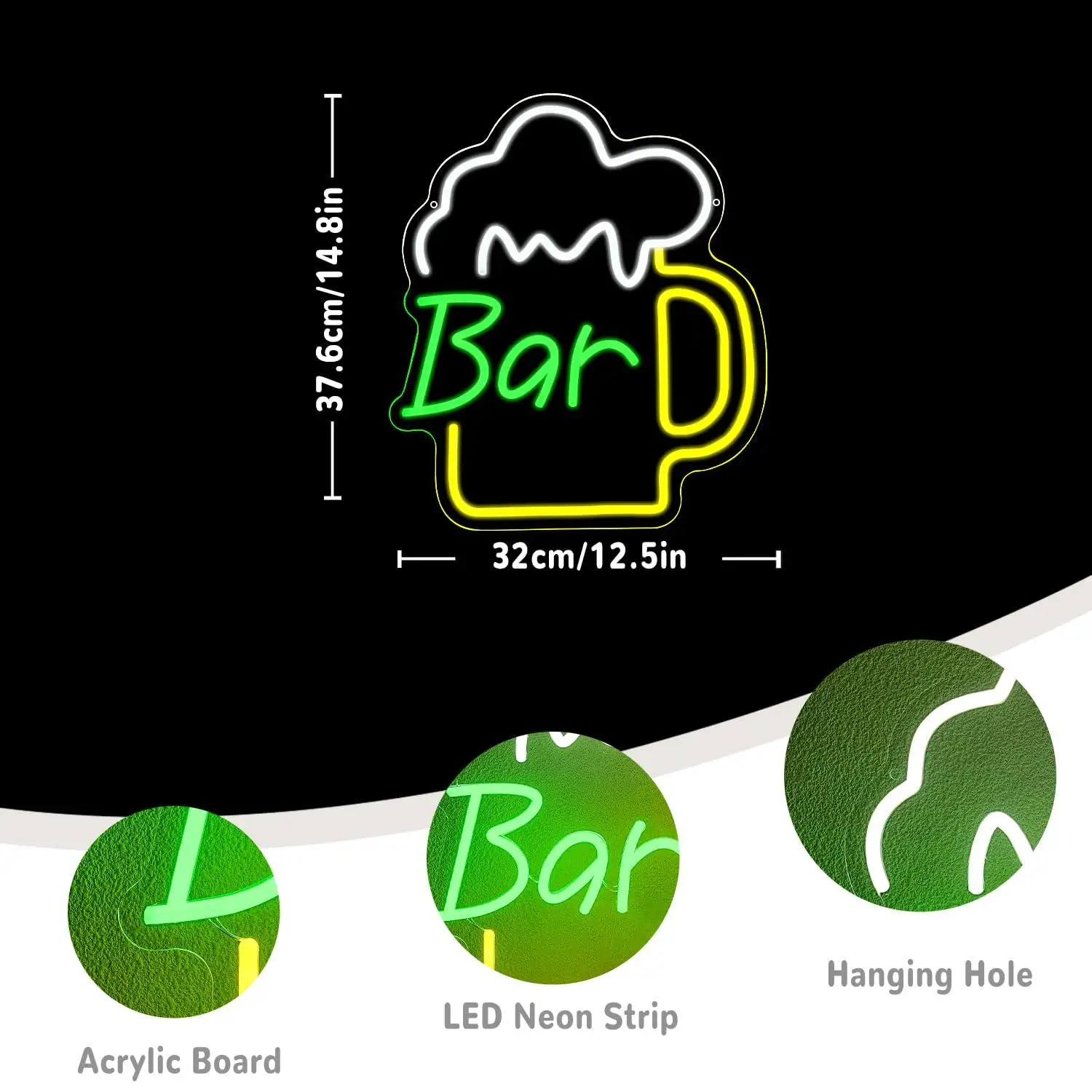 Neonowy szyld barowy z piwem,  – Home Decor Shop recenzja i cena